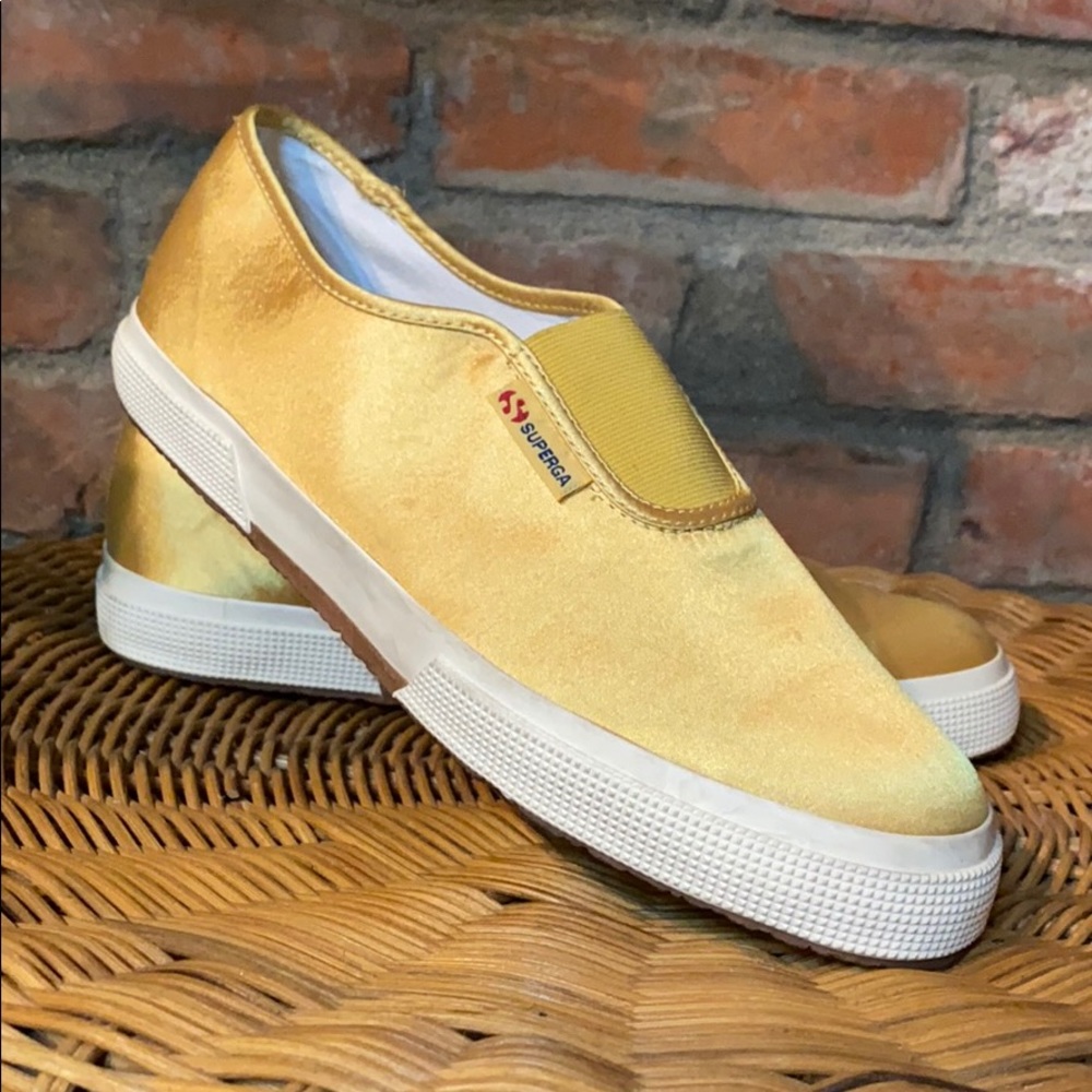 Superga collaboration Alexa Chung Yellow Satin